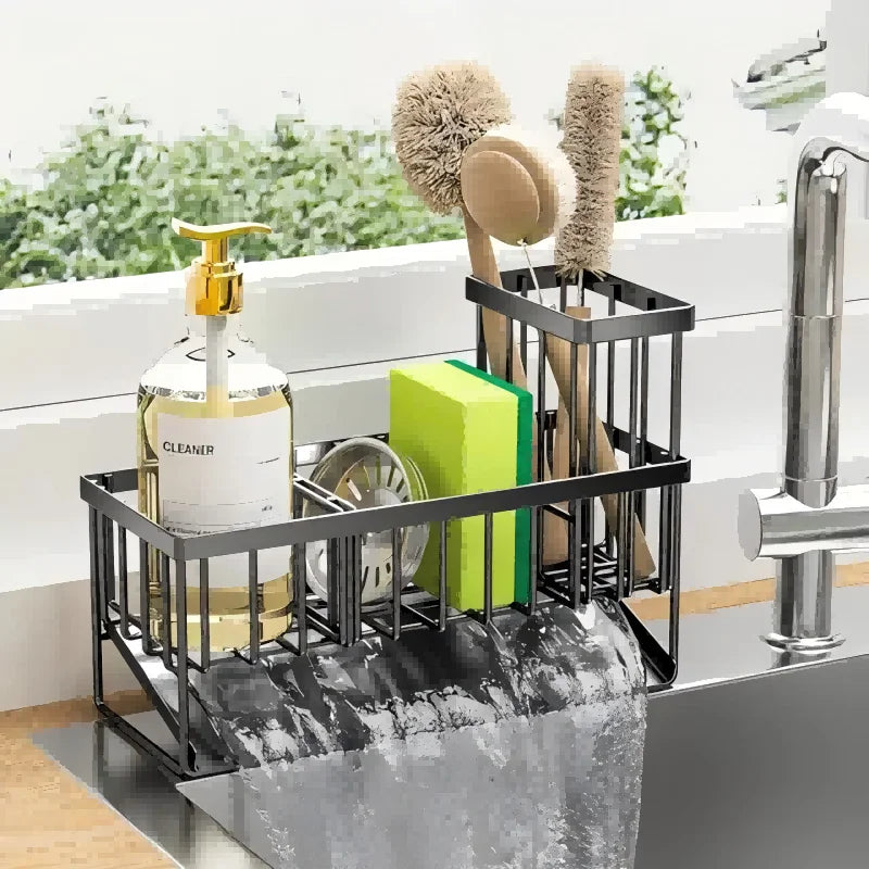 Suporte de Drenagem de Pia (Esponja, Escova e Pano) Montagem Sem Furos