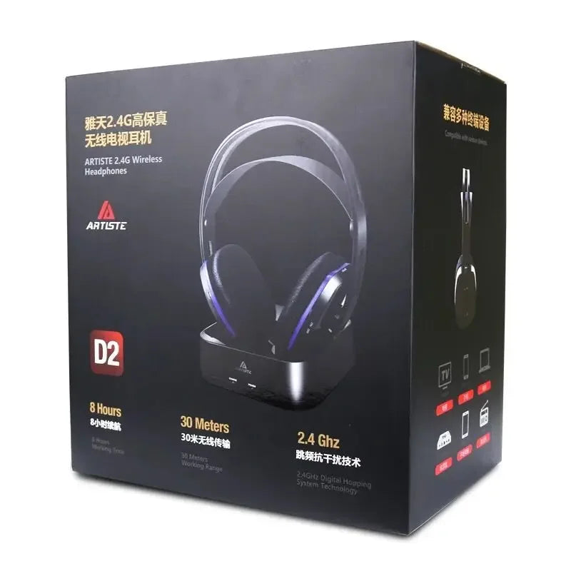 Artiste D2 Wireless 2.4G TV Headphone (35M Alcance)
