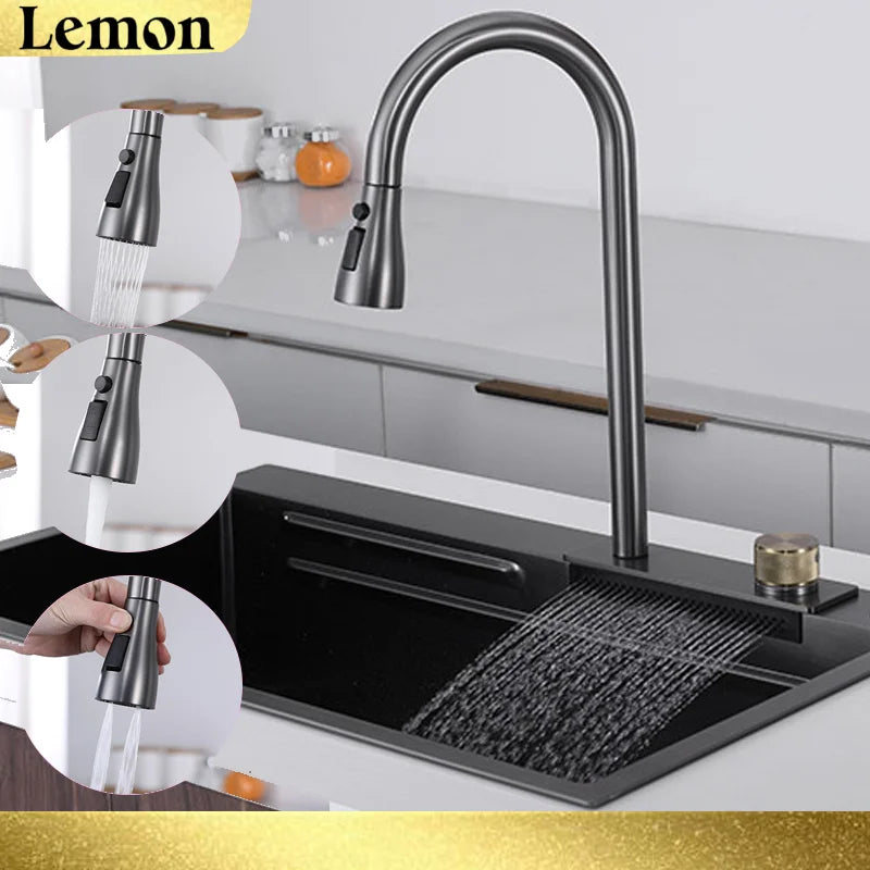 Torneira de Cozinha Casacata Pull Down (Misturador Quente/Frio)