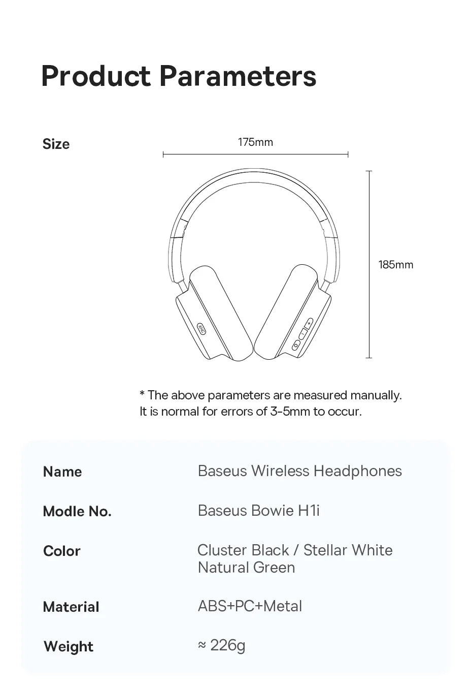 Baseus H1i ANC Wireless Bowie Headphone