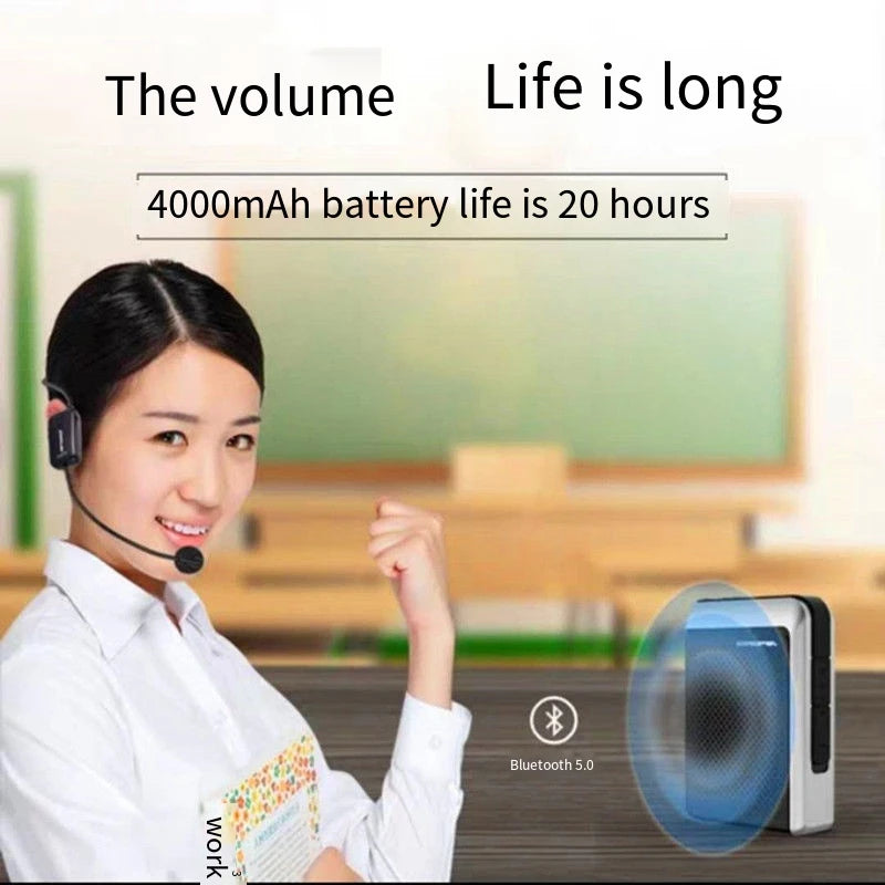 Amplificador de Voz Portátil 30W (2.4G/Bluetooth) para Professores e Guias