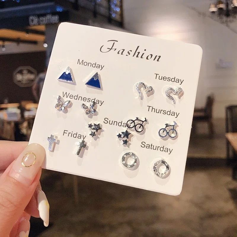 Conjunto de Mini Brincos Stud em Prata S925 - Joia Simples e Elegante