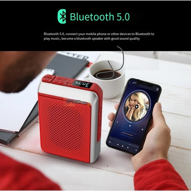 Amplificador de Voz Portátil 30W (2.4G/Bluetooth) para Professores e Guias