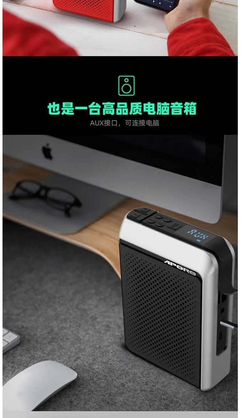 Amplificador de Voz Portátil 30W (2.4G/Bluetooth) para Professores e Guias