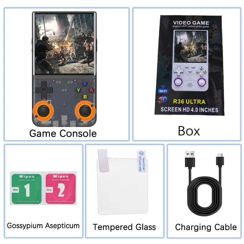 Consola Retro R36Ultra Handheld (WIFI, Ecrã 4 Polegadas)