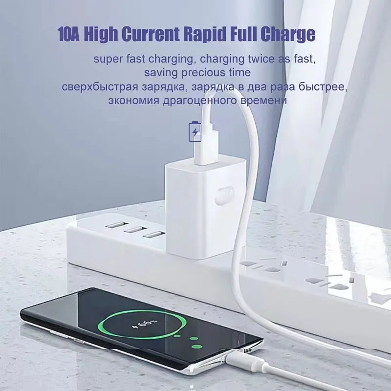Cabo Super Rápido USB-C 100W (10A) - Ideal para Huawei, OPPO e vivo