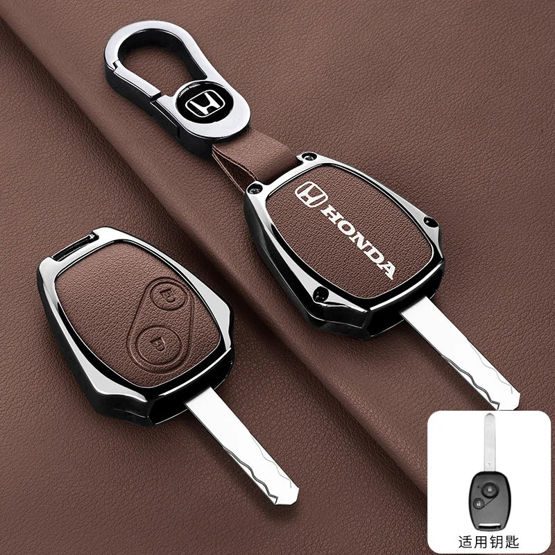 **Capa Premium para Chave Honda (Liga de Zinco + Couro) – CRV, Civic, Jazz, Fit e Mais