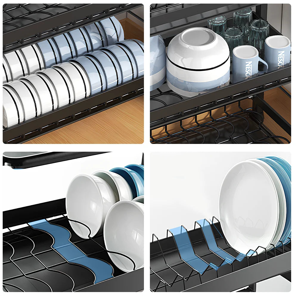 Escorredor de Loiça 2 ou 3 Níveis em Aço Carbono – Design Compacto e Anti-Ferrugem