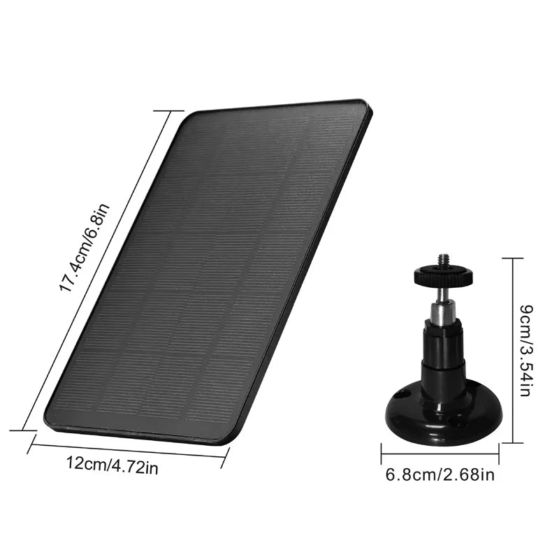 Painel Solar de 10W (5V) com Saída Tipo-C – Carregamento Contínuo para Câmaras de Vigilância e Segurança