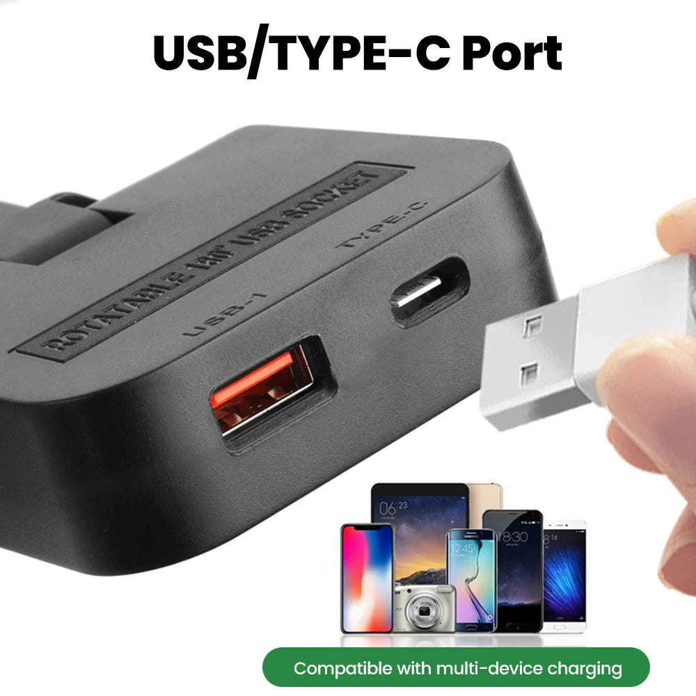 Adaptador de Tomada Europeu 3-em-1 Rotativo 180° – USB QC3.0 e 2500W para Viagem