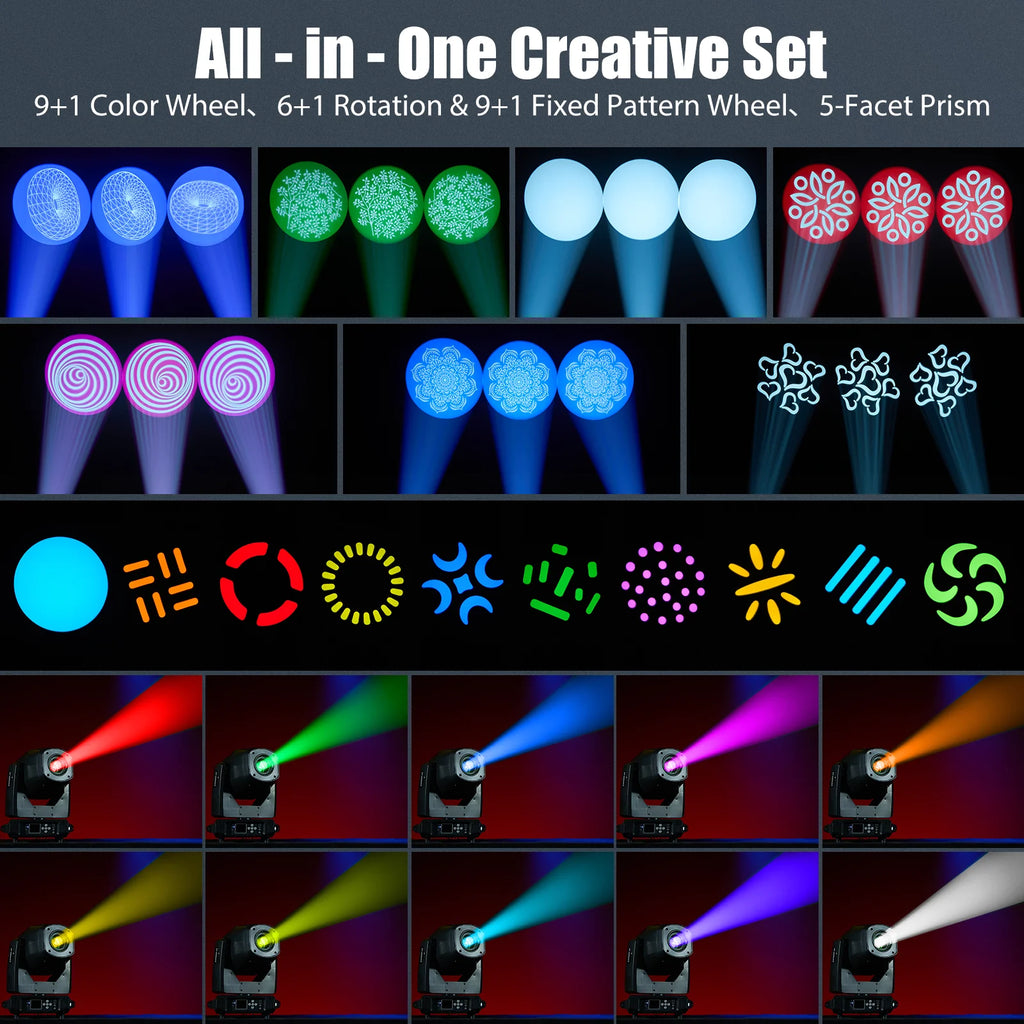 Cabeça Móvel LED 200W Beam/Wash/Spot (3em1) – Profissional DMX para Concertos e Eventos