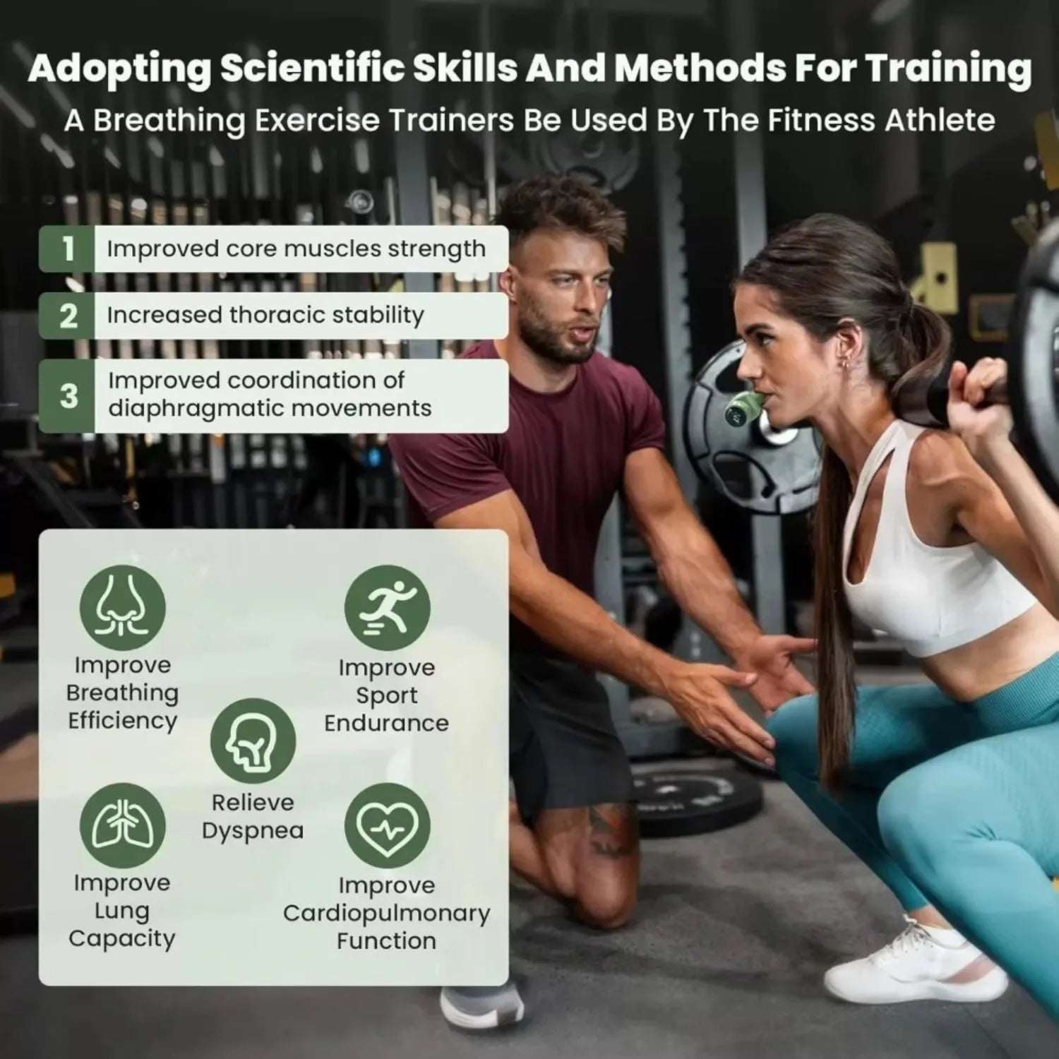 Exercitador Pulmonar Portátil (8 Níveis) – Treinamento Respiratório e Fortalecimento Muscular (Fitness, Yoga, Natação)