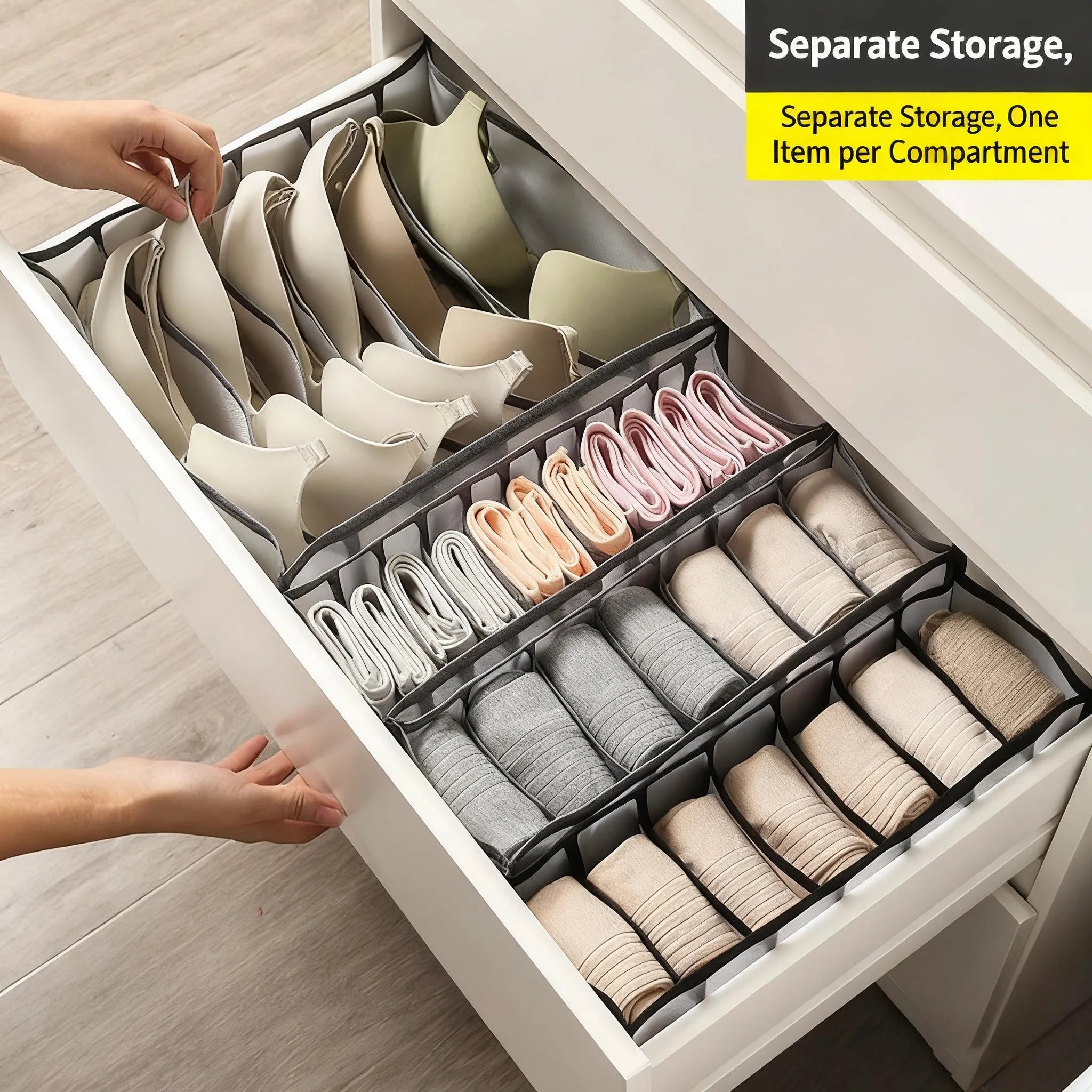 Caixa Organizadora de Gaveta Colmeia para Meias, Roupa Interior e Bebé – Tecido Não Tecido