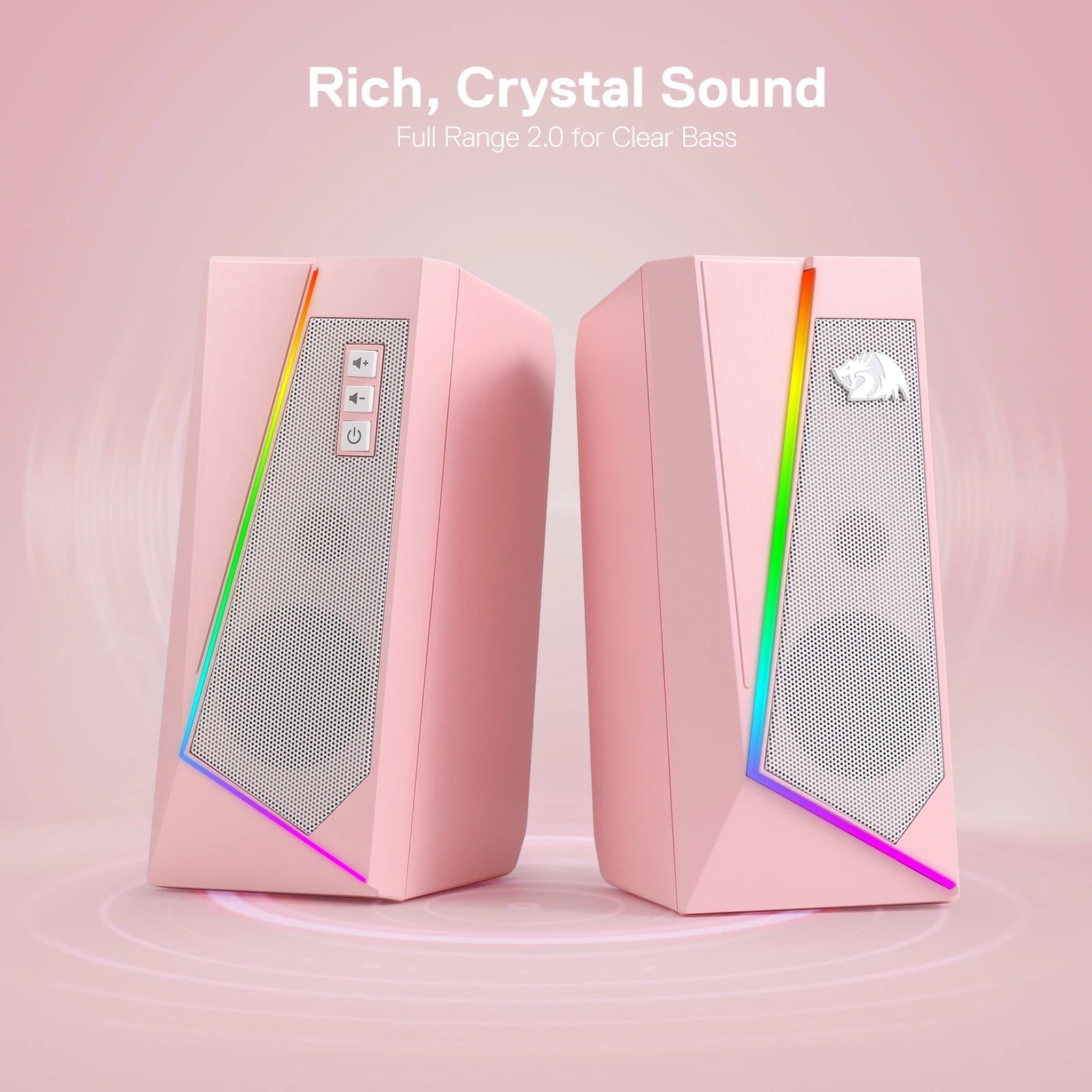 Redragon GS520 RGB Desktop Speakers (Branco/Rosa)