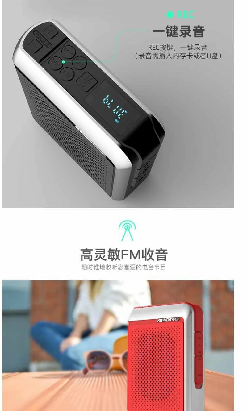 Amplificador de Voz Portátil 30W (2.4G/Bluetooth) para Professores e Guias