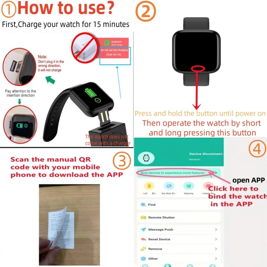 Smartwatch Unissexo D13/116Plus - Monitor Fitness, Notificações e Frequência Cardíaca