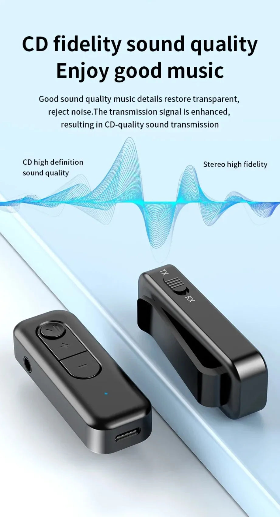 Adaptador Bluetooth 2-em-1 (Transmissor e Recetor 5.3)