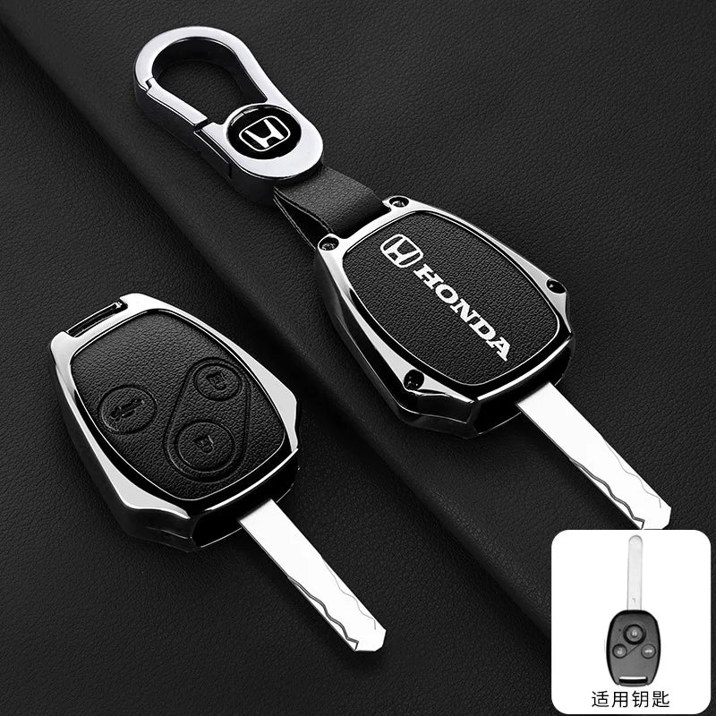 **Capa Premium para Chave Honda (Liga de Zinco + Couro) – CRV, Civic, Jazz, Fit e Mais
