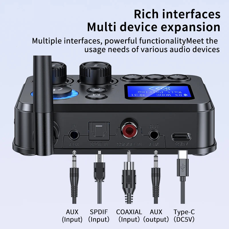 Transmissor/Recetor Bluetooth 5.4 GT87 (AUX/SPDIF/COAXIAL/TF)