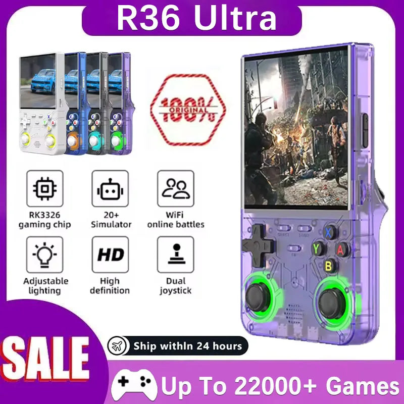 Consola Retro R36Ultra Handheld (WIFI, Ecrã 4 Polegadas)