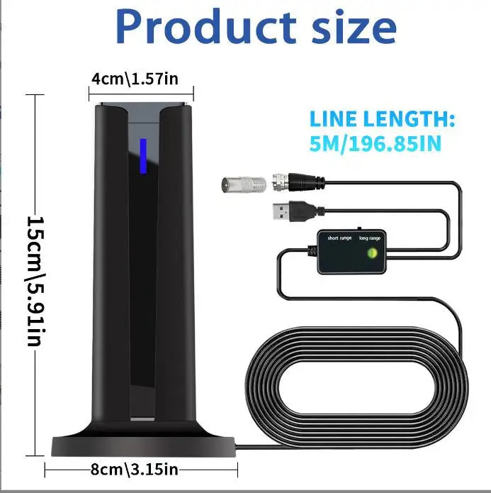 Antena Digital HDTV Inteligente para TV (Interior) – Recepção 360°, Suporta 4K/1080P, Alcance de 50-80 Milhas