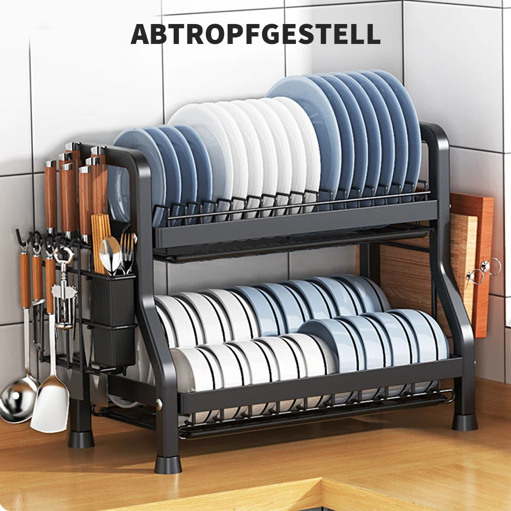 Escorredor de Loiça 2 ou 3 Níveis em Aço Carbono – Design Compacto e Anti-Ferrugem