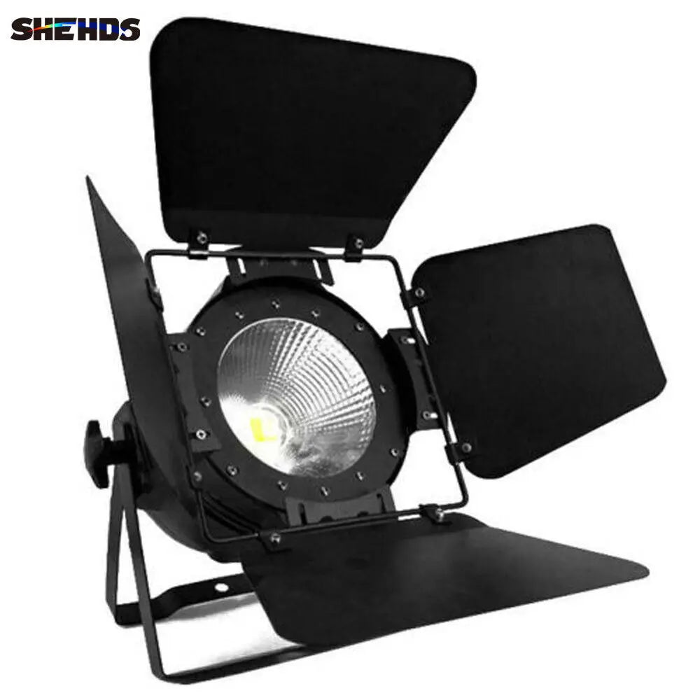 Foco LED COB Par 200W (Branco Quente + Frio 2em1) – Profissional DMX para Palco e Teatro
