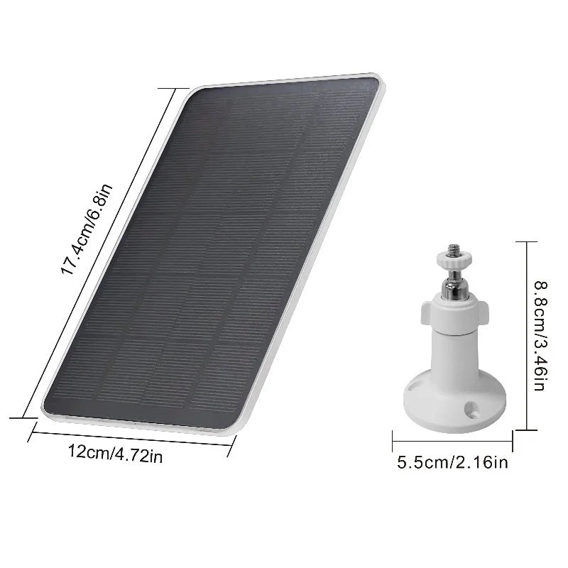 Painel Solar de 10W (5V) com Saída Tipo-C – Carregamento Contínuo para Câmaras de Vigilância e Segurança