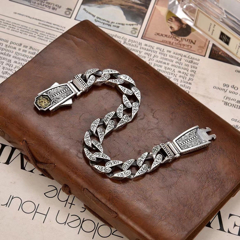 Pulseira Masculina Estilo Leão Dominador (Retro) | Acessório Unissexo com Galvanização | Leano Shop