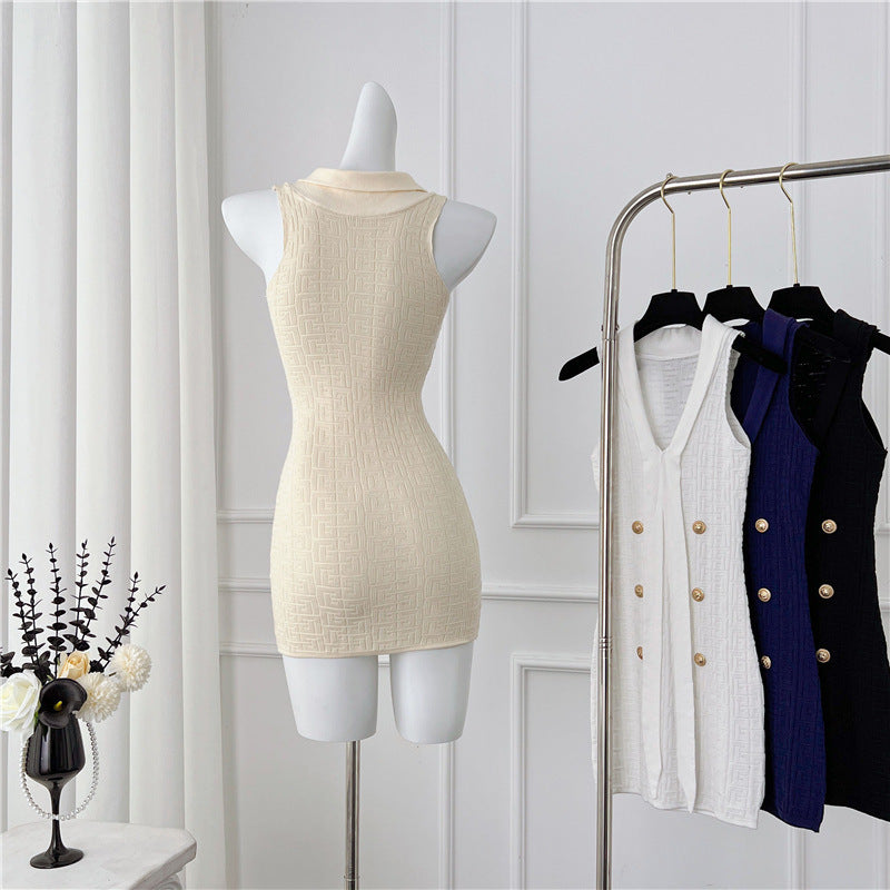 Vestido (Saia) de Malha Elegante Feminino | Estilo Casual Chique | Gola Média | Múltiplas Cores | Leano Shop